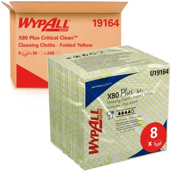 WypAll® X80 Plus Протирочный материал — Сложенные в 1/4 / Желтый