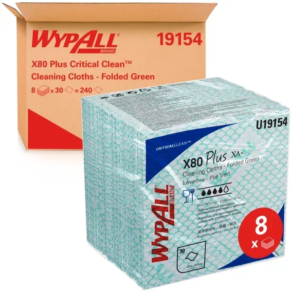 WypAll® X80 Plus Протирочный материал — Сложенные в 1/4 / Зеленый