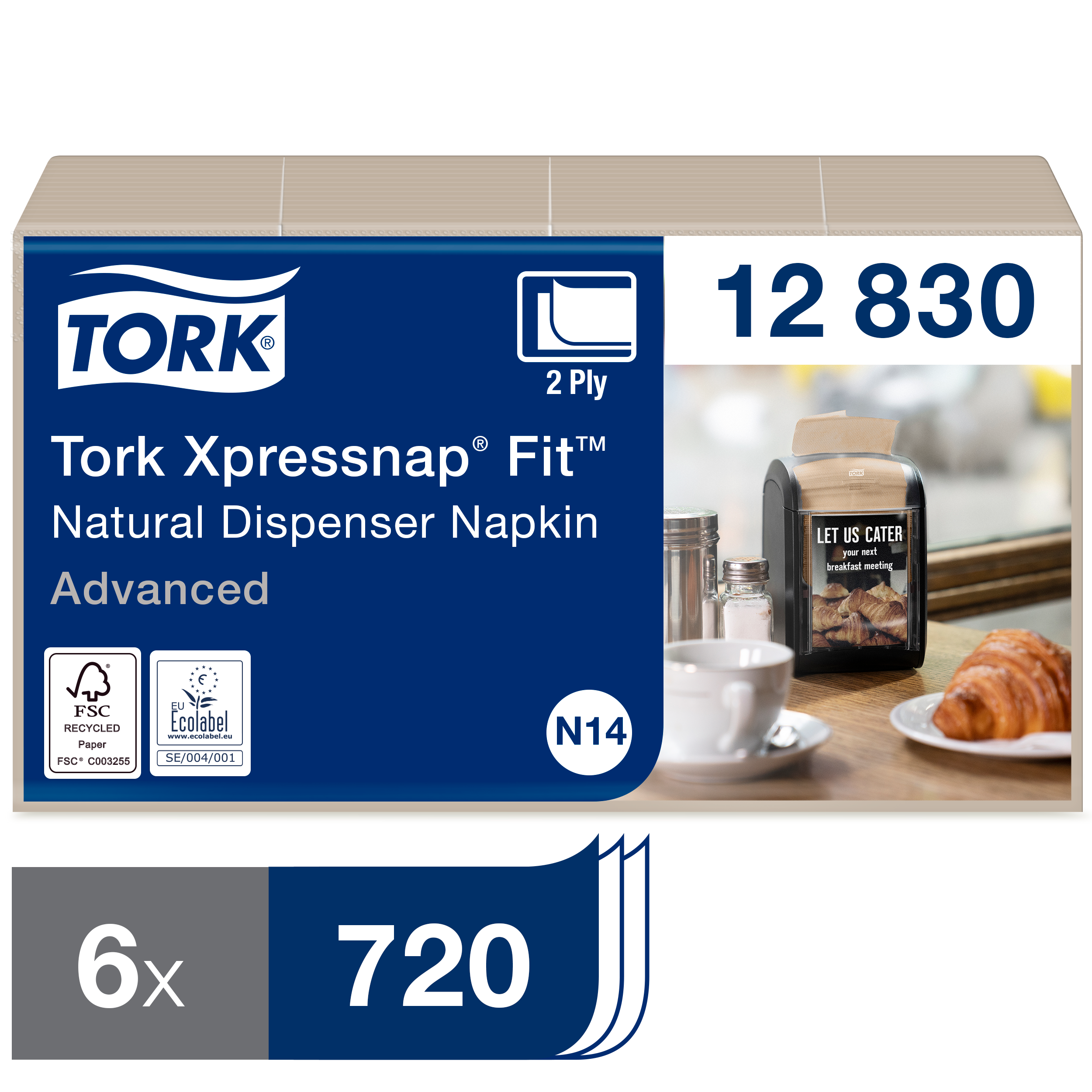 Tork XPN Fit салфетки диспенсерные, крафт, 21,3х16,5, 120л (6 пачек)