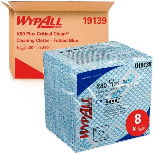 WypAll® X80 Plus Протирочный материал — Сложенные в 1/4 / Синий