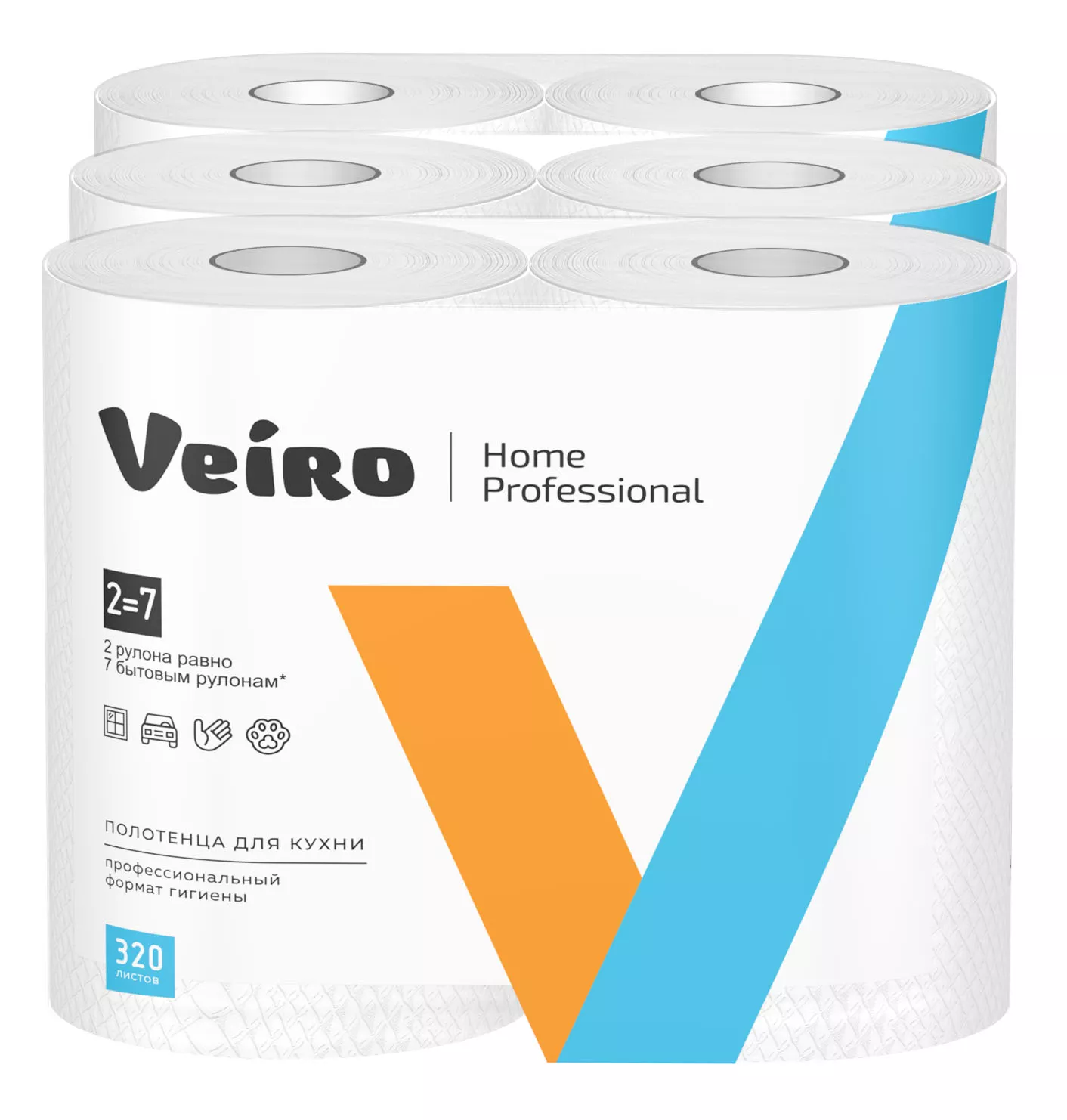 Бумажные полотенца в рулонах Veiro Professional Ноme K301, 2-сл., 6 рулонов/32 м/160 листов