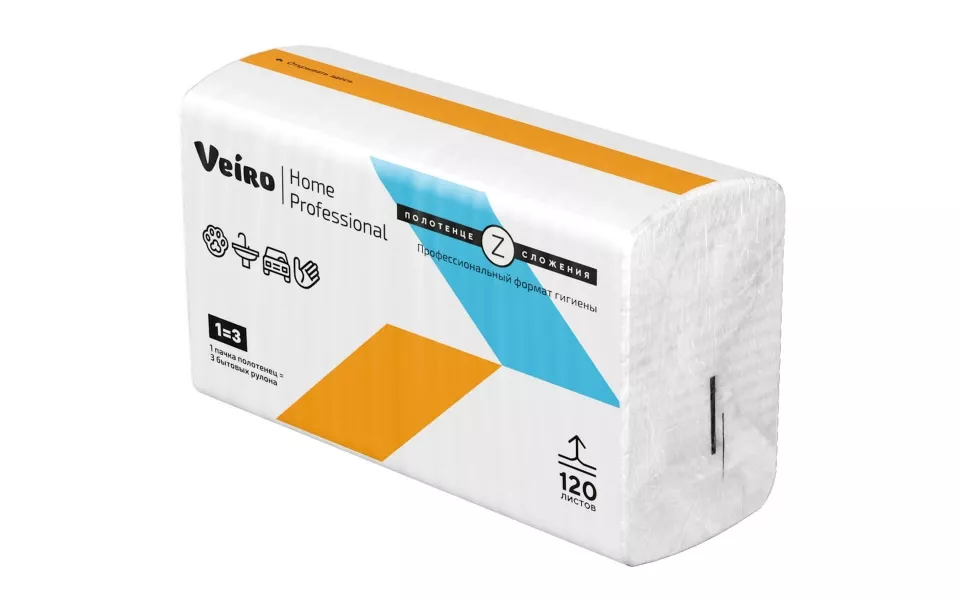 Полотенца бумажные листовые Veiro Professional Ноme KZ32-120, Z-слож., 2-сл., 21 пачка по 120 листов