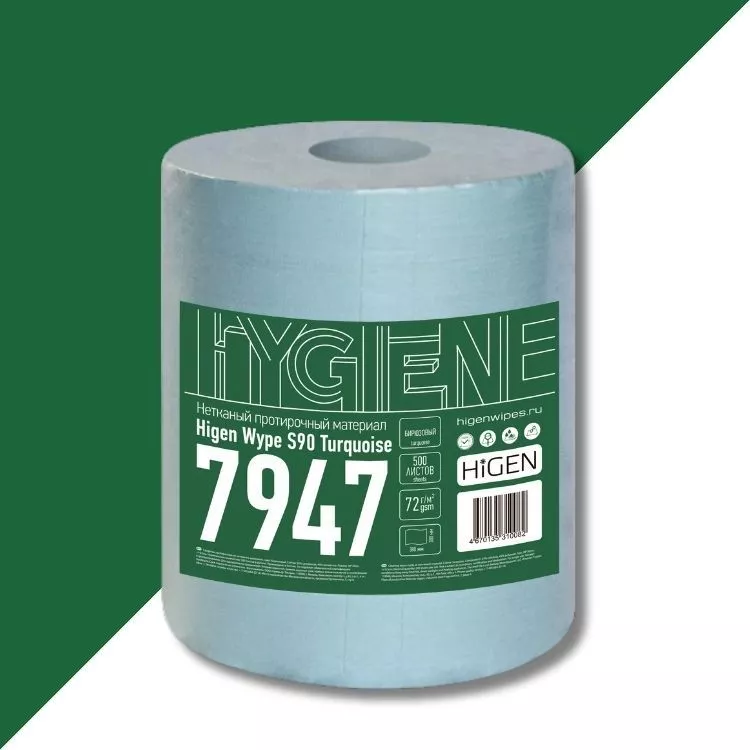 Нетканый материал для интенсивной очистки HiGEN S90 Turquoise, 30×38 см, 500 л. 7947