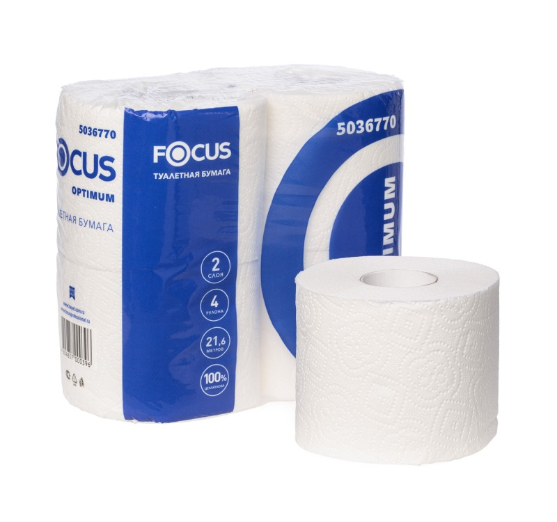 Туалетная бумага Focus Optimum 2-слойная 5036770, 56 рулонов по 180 листов