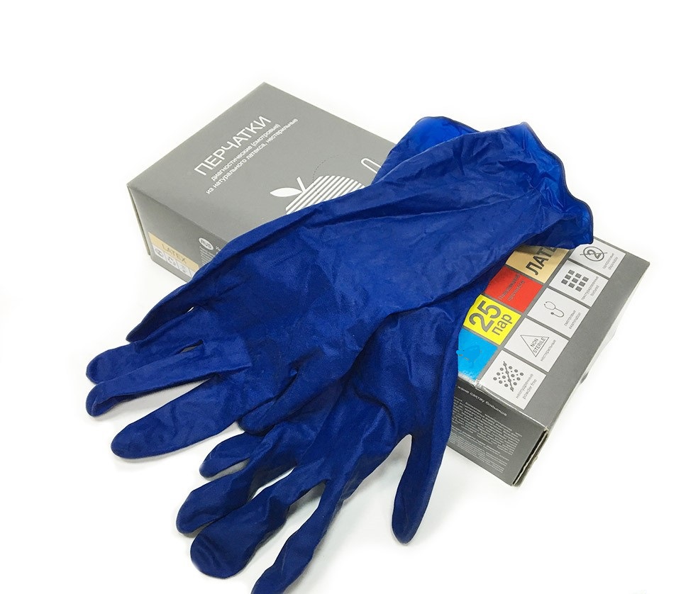 Latex High Risk перчатки латексные повышенной прочности; синий; L; 25/250