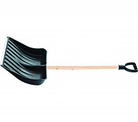 Лопата снеговая 512х408мм пластмассовая с деревянным черенком и V-обр ручкой (оцинкованная планка) д32