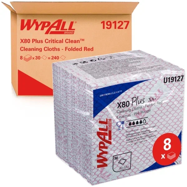 WypAll® X80 Plus Протирочный материал — Сложенные в 1/4 / Красный
