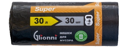 Мешок 30 л чёрный Super GLIONNI 1 рул./30 шт.