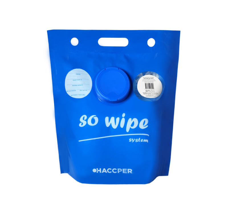 Протирочный материал HACCPER SO WIPE для интенсивной очистки, синий гигиен. пакет-диспенсер