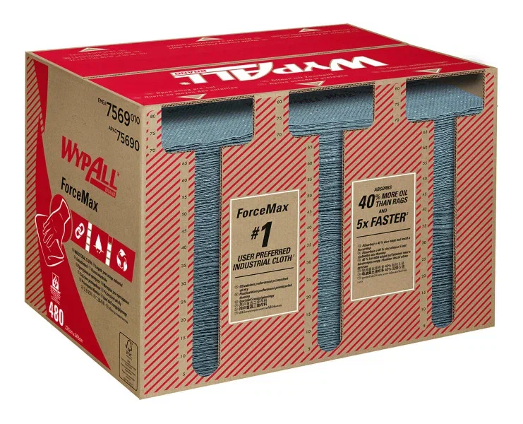 WypAll® ForceMax Протирочный материал — Сложенные в 1/4 / Серый / 33.50×34.50 см