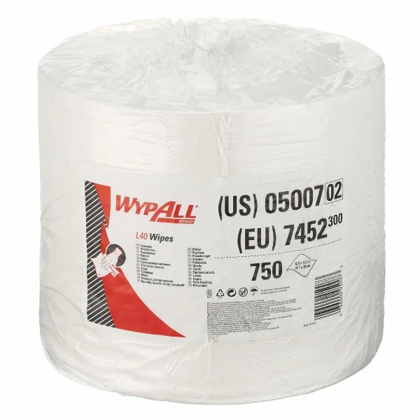 WypAll® L40 Протирочный материал для удаления жидкости и смазки — рулон Jumbo / Белый
