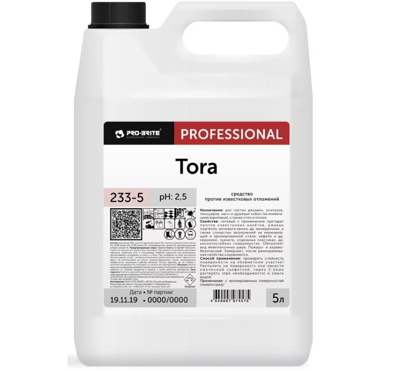 Средство для мытья сантехники 5л Pro-Brite TORA (233-5)