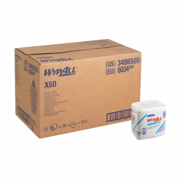WypAll® X60 Протирочный материал — Сложенные в 1/4 / Белый
