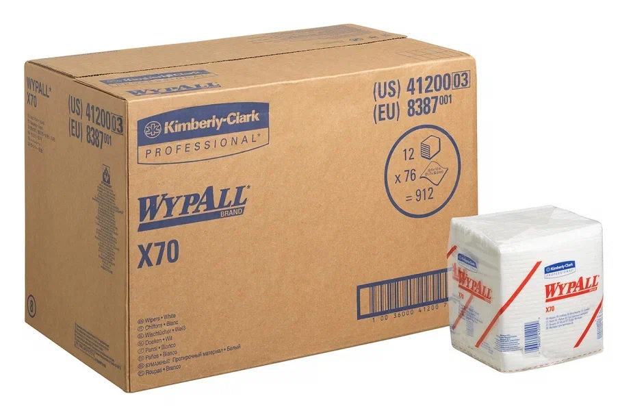 WypAll® X70 Протирочный материал — Сложенные в 1/4 / Белый