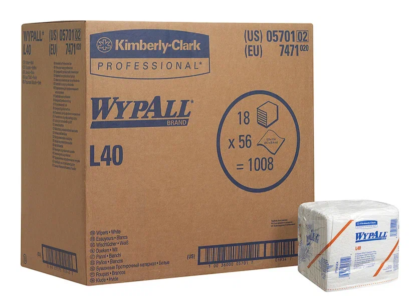 WypAll® L40 PowerClean — Сложенные в 1/4 / Белый