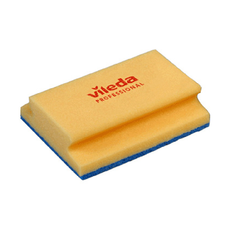 Губка Виледа для ванной жёлтая с синим абразивом 14х18 см