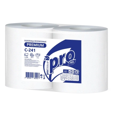 Детальное фото товара: Протирочные бумажные полотенца PROtissue Premium двухслойные 2 рулона 350метров