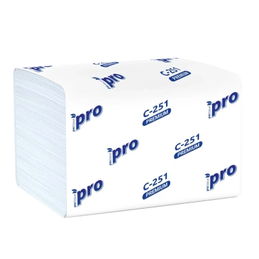 Детальное фото товара: Салфетки диспенсерные PROtissue V сложения PROtissue Premium двухслойные200 листов в пачке
