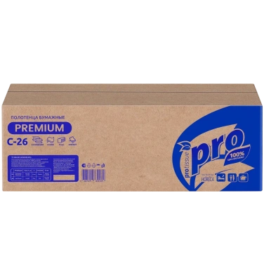 Детальное фото товара: Полотенца бумажные PROtissue Z сложения PROtissue Premium Instantдвухслойные 150 листов в пачке C26