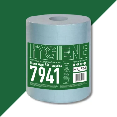 Детальное фото товара: Нетканый протирочный материал HiGEN S90 Turquoise, бирюзовый, 30×38 см, 500 л.