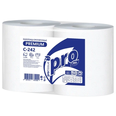 Детальное фото товара: Протирочные бумажные полотенца PROtissue Premium двухслойные 2 рулона 175метров С242