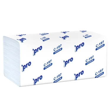 Детальное фото товара: Полотенца бумажные PROtissue V сложения PROtissue Premium двухслойные 200листов в пачке