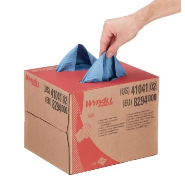 Детальное фото товара: WypAll® X80 PowerClean — Упаковка BRAG™ Box / Голубой/ синий